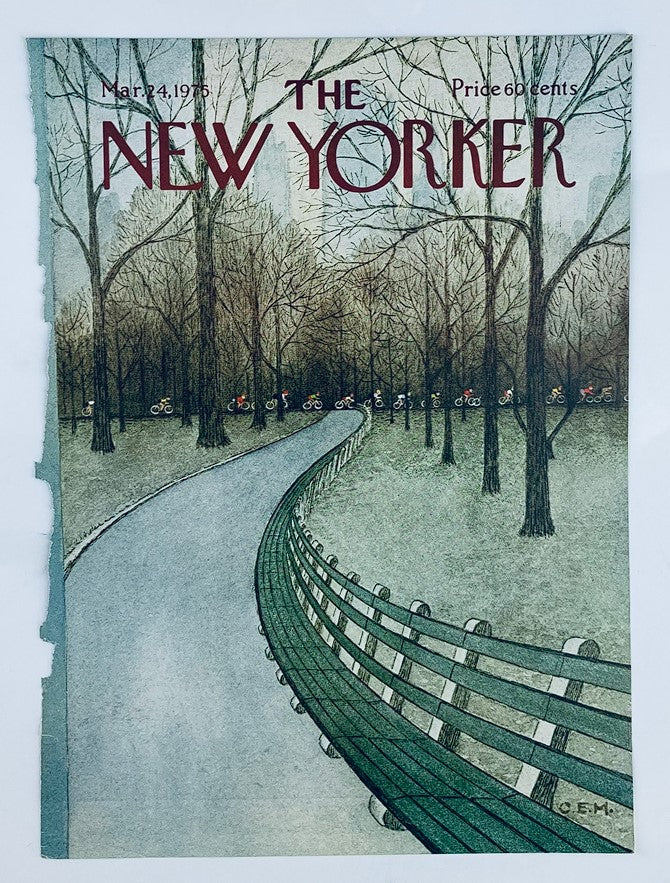 COVER ONLY The New Yorker March 24 1975 Cycling by Charles E. Martin No Label