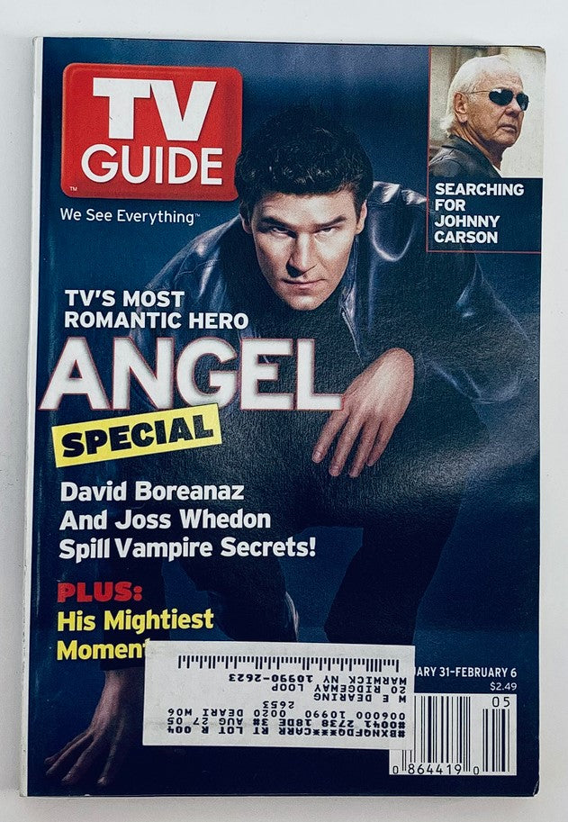 TV Guide Magazine January 31 2004 David Boreanaz, Johnny Carson NY Metro Ed.