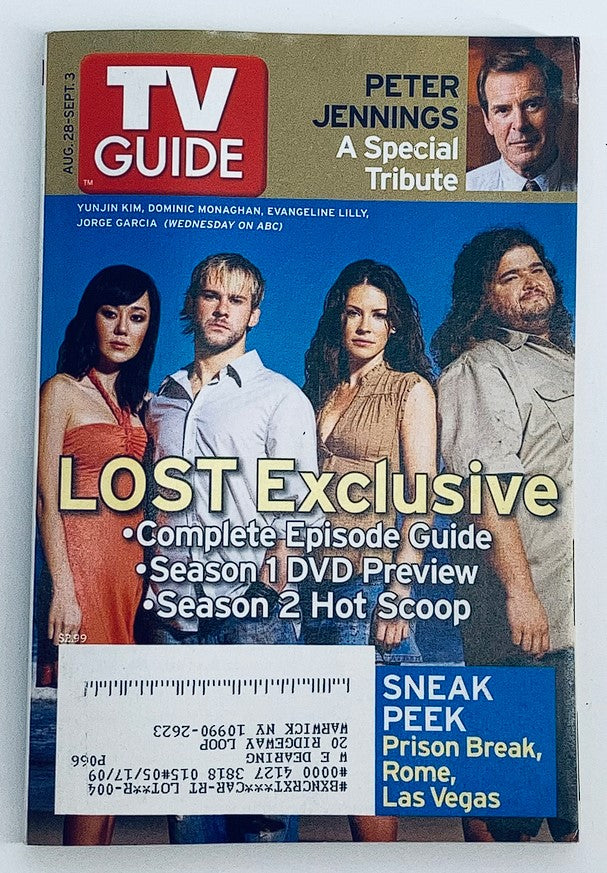 TV Guide Magazine August 28 2005 Jorge Garcia, Peter Jennings NY Metro Ed.