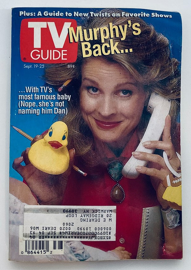 TV Guide Magazine September 19 1992 Murphy Brown's Candice Bergen NY Metro Ed.