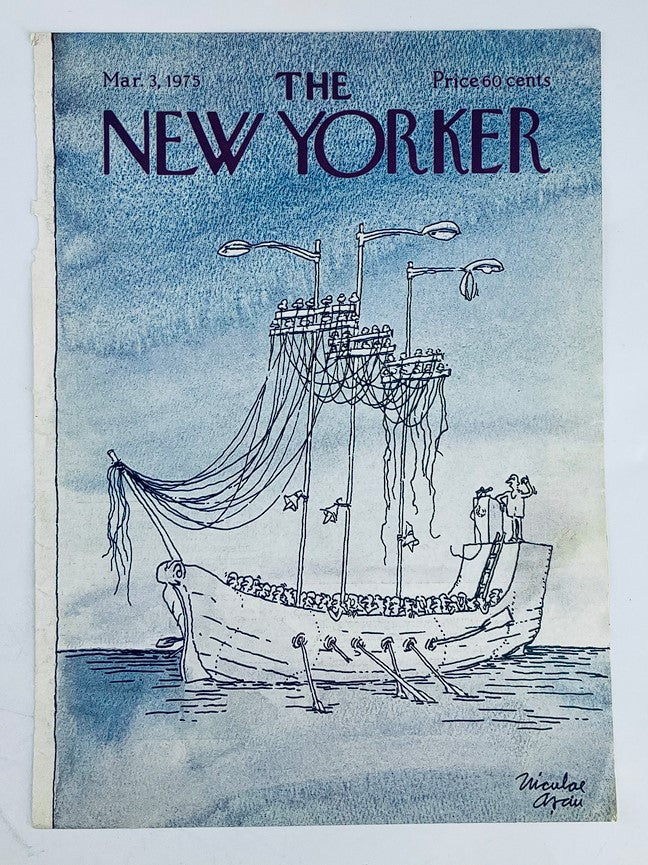 COVER ONLY The New Yorker March 3 1975 Full Ship by Niculae Asciu No Label