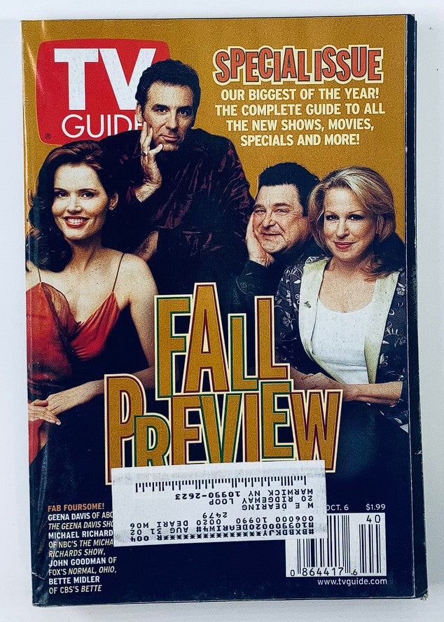 TV Guide Magazine September 30 2000 Geena Davis, Michael Richards NY Metro Ed.