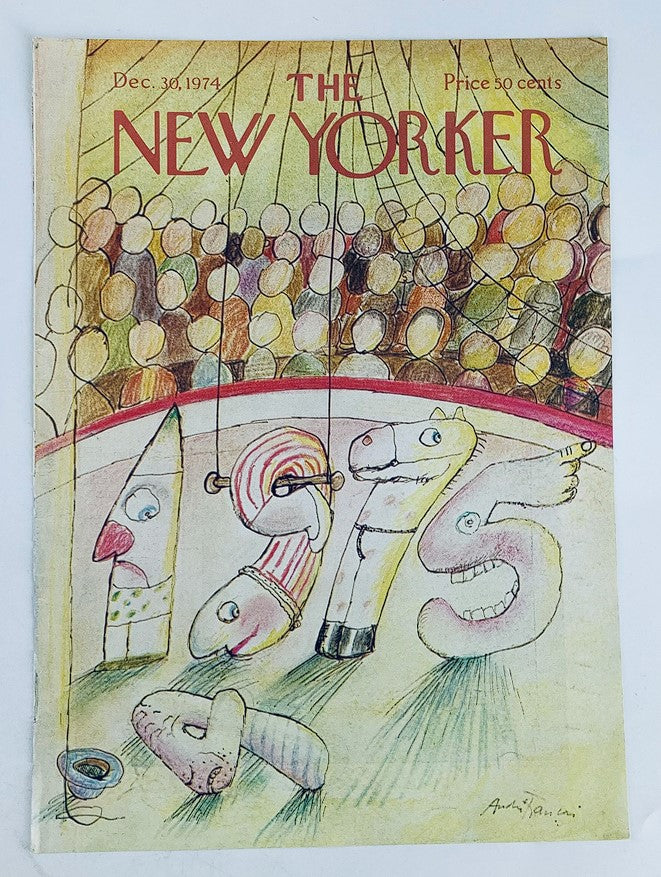 COVER ONLY The New Yorker December 30 1975 Welcoming 1975 by Andre Francois