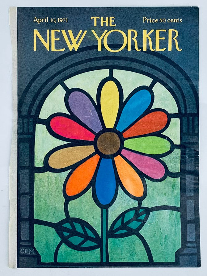 COVER ONLY The New Yorker April 10 1971 Stained Glass Spring by Charles E Martin