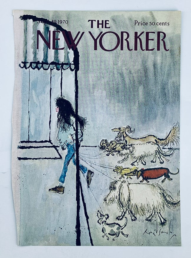 COVER ONLY The New Yorker September 19 1970 Miss Dogwalker by Ronald Searle