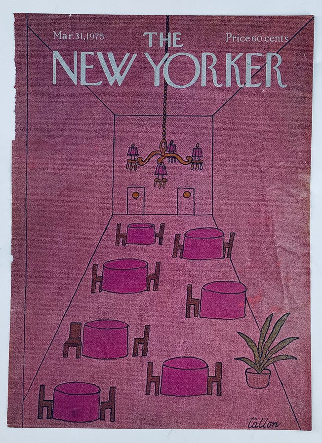 COVER ONLY The New Yorker March 31 1975 Empty Tables by Robert Tallon No Label