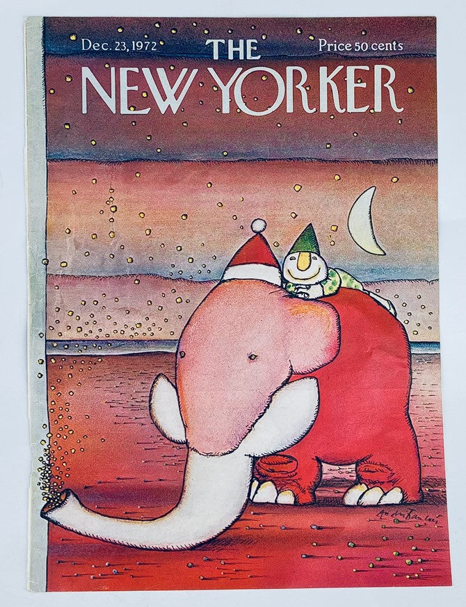 COVER ONLY The New Yorker December 23 1972 Christmas Elephant by Andre Francois