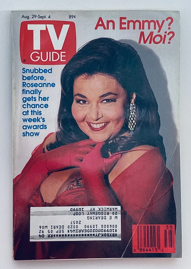 TV Guide Magazine August 29 1992 Roseann Barr An Emmy Moi? NY Metro Ed.