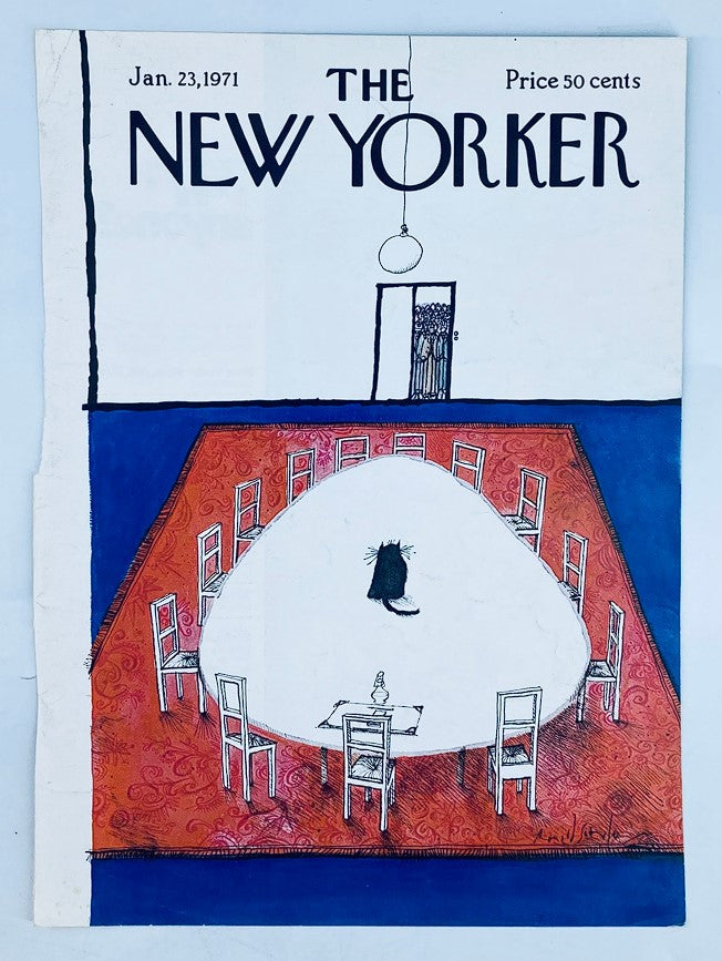 COVER ONLY The New Yorker January 23 1971 A Black Cat by Ronald Searle No Label