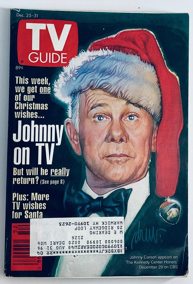 TV Guide Magazine December 25 1993 Johnny Carson on TV NY Metro Ed.