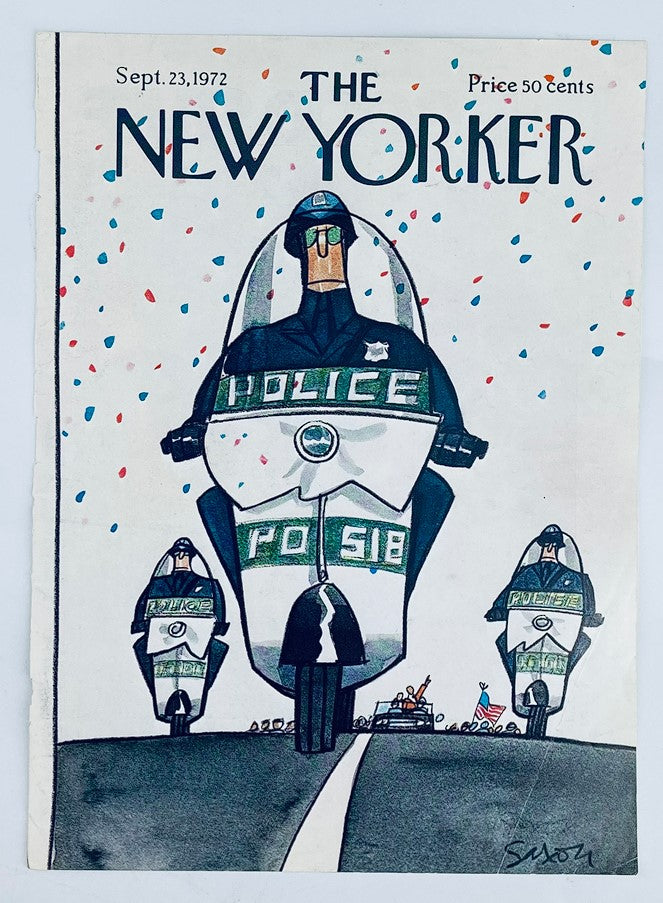 COVER ONLY The New Yorker September 23 1972 Police & Parade by Charles Saxon