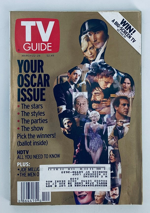 TV Guide Magazine March 22 2003 Adrien Brody, Nicolas Cage NY Metro Ed.