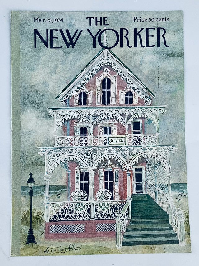 COVER ONLY The New Yorker March 25 1974 Lace House by Laura Jean Allen No Label