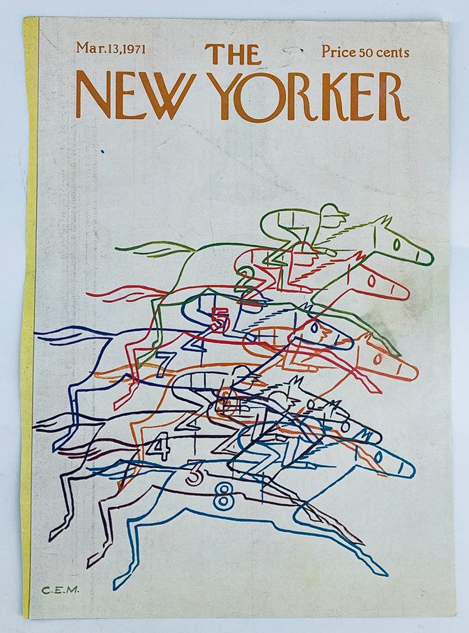 COVER ONLY The New Yorker March 13 1971 Horse Race by Charles E. Martin No Label