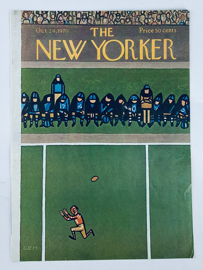 COVER ONLY The New Yorker October 24 1970 Touchdown by Charles E. Martin