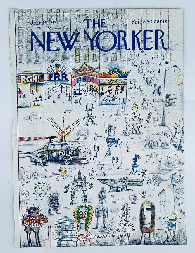 COVER ONLY The New Yorker January 16 1971 Vivan Las Cadenas by Saul Steinberg