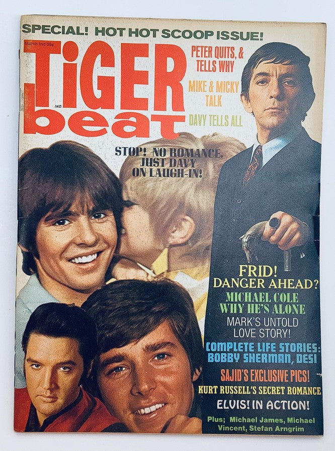 VTG Tiger Beat Magazine March 1969 Micky Dolenz, Davy Jones, Peter Tork No Label