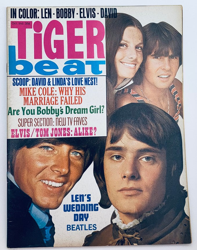 VTG Tiger Beat Magazine October 1969 Davy Jones, Bobby Sherman No Label