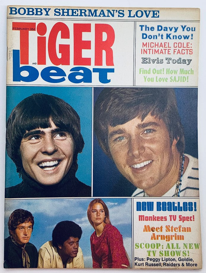 VTG Tiger Beat Magazine February 1969 Bobby Sherman, Davy Jones No Label