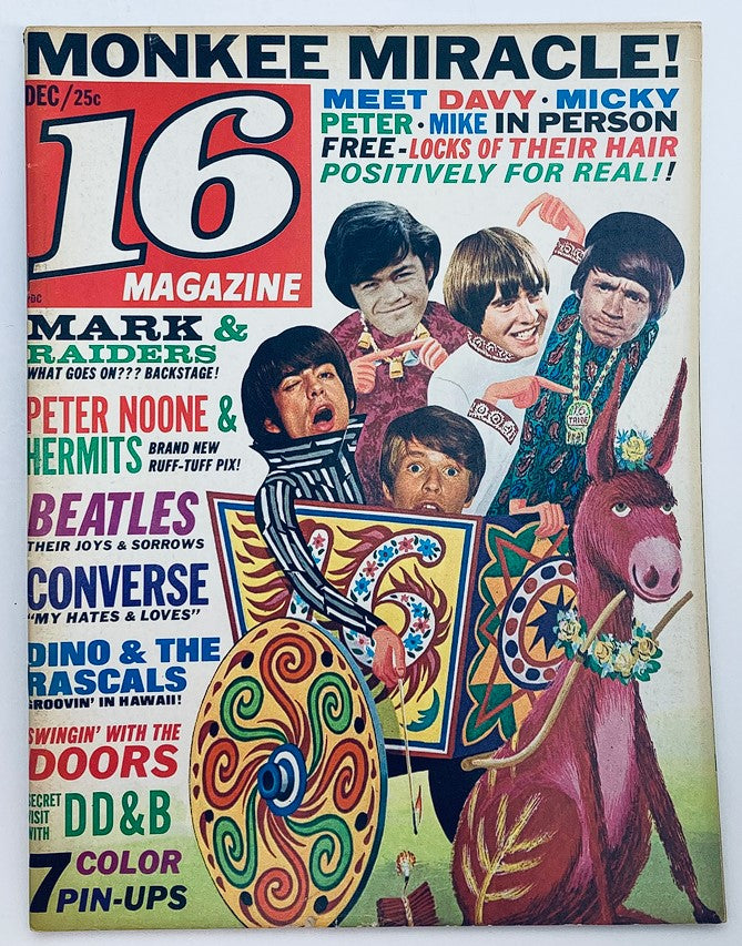 VTG 16 Magazine December 1967 Mark & Raiders, The Beatles, Davy Jones No Label