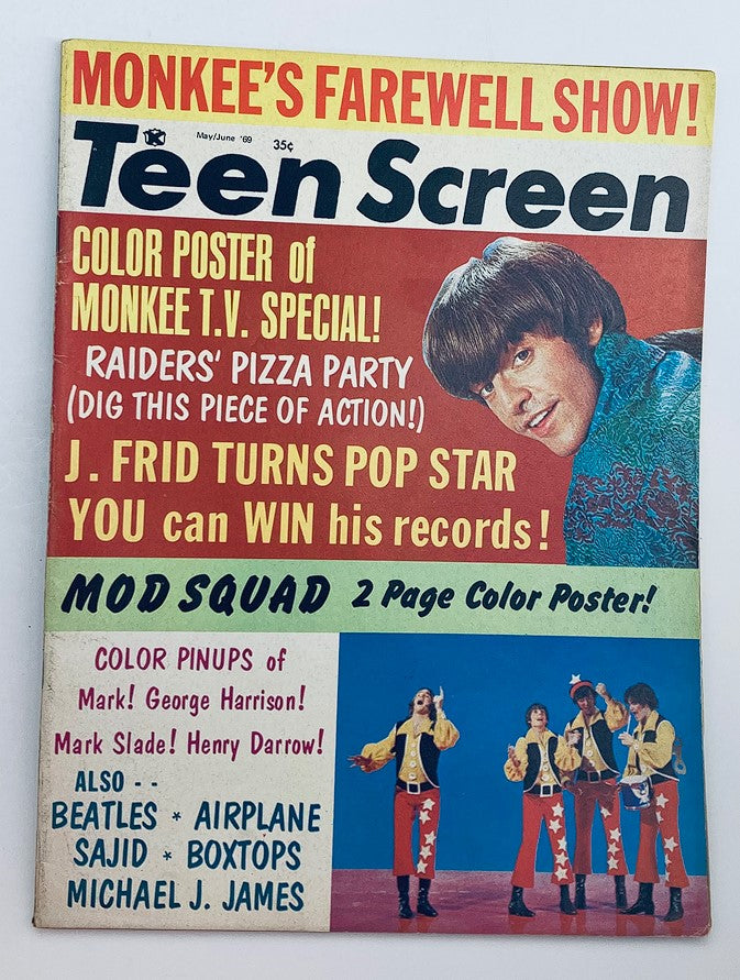 VTG Teen Screen Magazine May 1969 The Monkees, Sajid Khan No Label