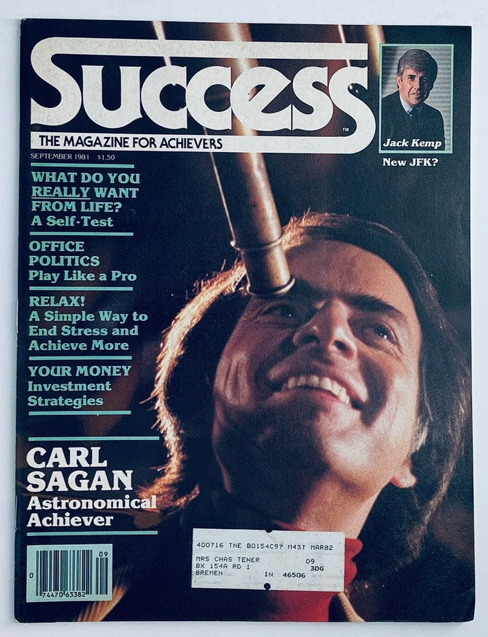 VTG Success Magazine September 1981 Carl Sagan Astronomical Achiever & Jack Kemp