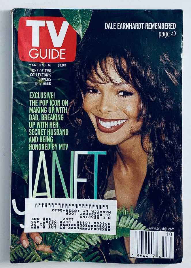 TV Guide Magazine March 10 2001 Janet Jackson and Dale Earnhardt NY Metro Ed.