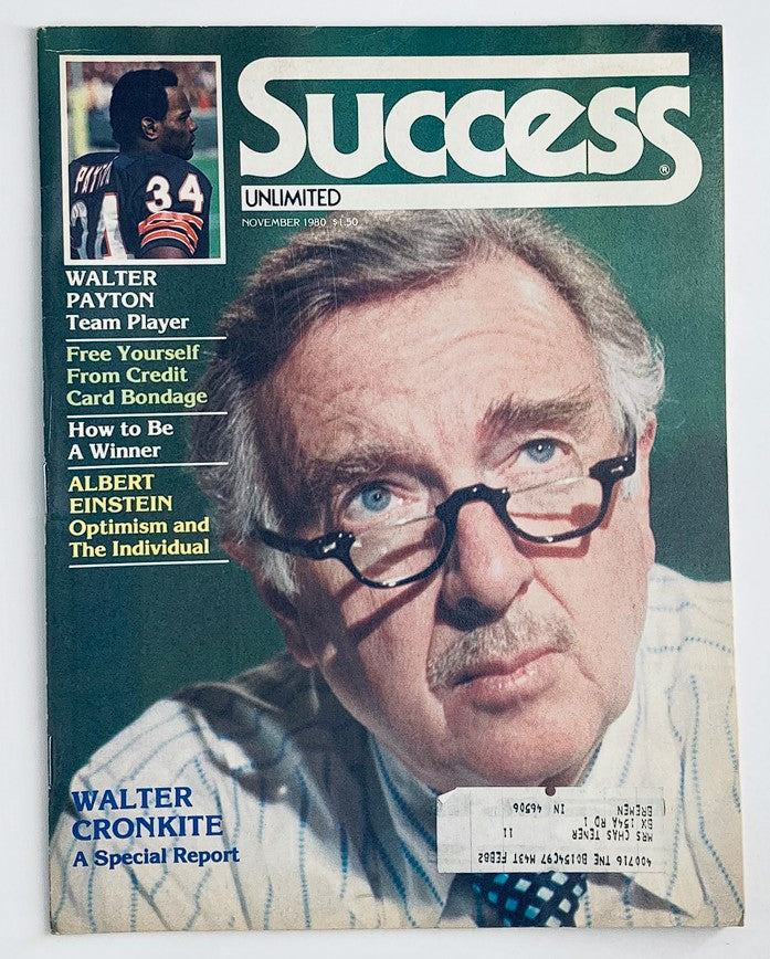 Cover of Success Magazine - November 1980 featuring Walter Cronkite and Walter Payton with headlines discussing team play and personal finance tips.
