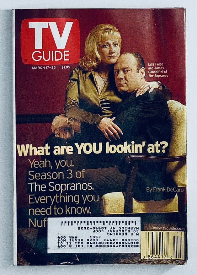 TV Guide Magazine March 17 2001 Edie Falco, James Gandolfini NY Metro Ed.