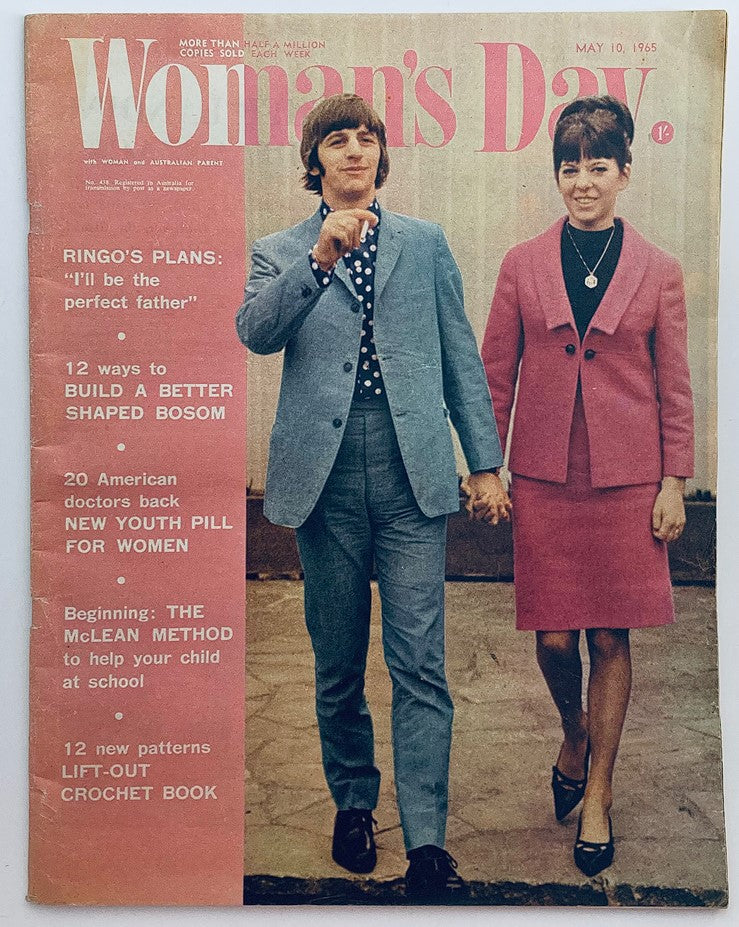 VTG Woman's Day Magazine May 10 1965 The Beatles Ringo Starr Cover No Label