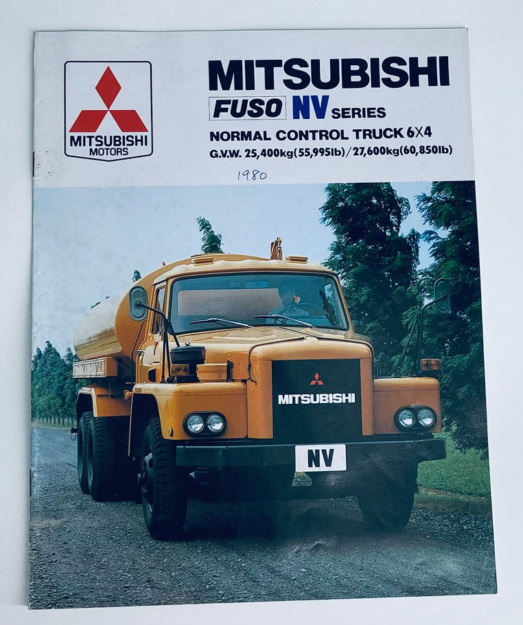 1980 Mitsubishi Fuso NV Series Dealer Showroom Sales Brochure Guide Catalog featuring a classic Mitsubishi Fuso truck, showcasing its design and specifications.