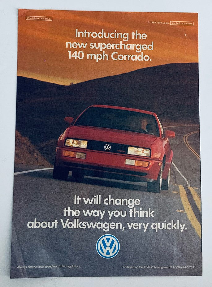 1989 Volkswagen Corrado Dealer Showroom Sales Brochure Catalog