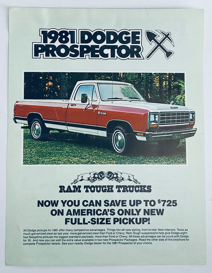 1981 Dodge Prospector Dealer Showroom Sales Brochure Guide Catalog