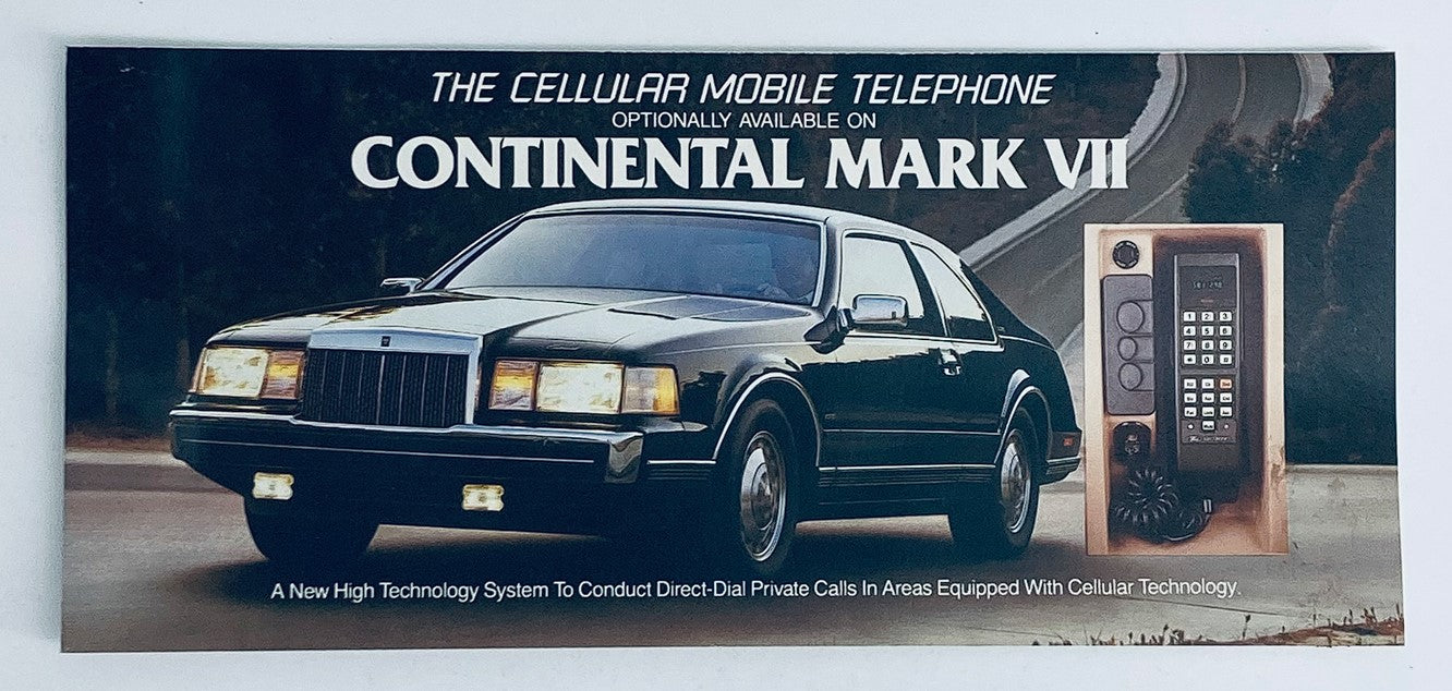 1985 Continental Mark VII w Phone Dealer Showroom Sales Brochure Guide Catalog