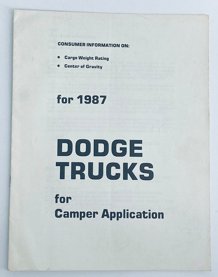 1987 Dodge Trucks Dealer Showroom Sales Brochure Guide Catalog