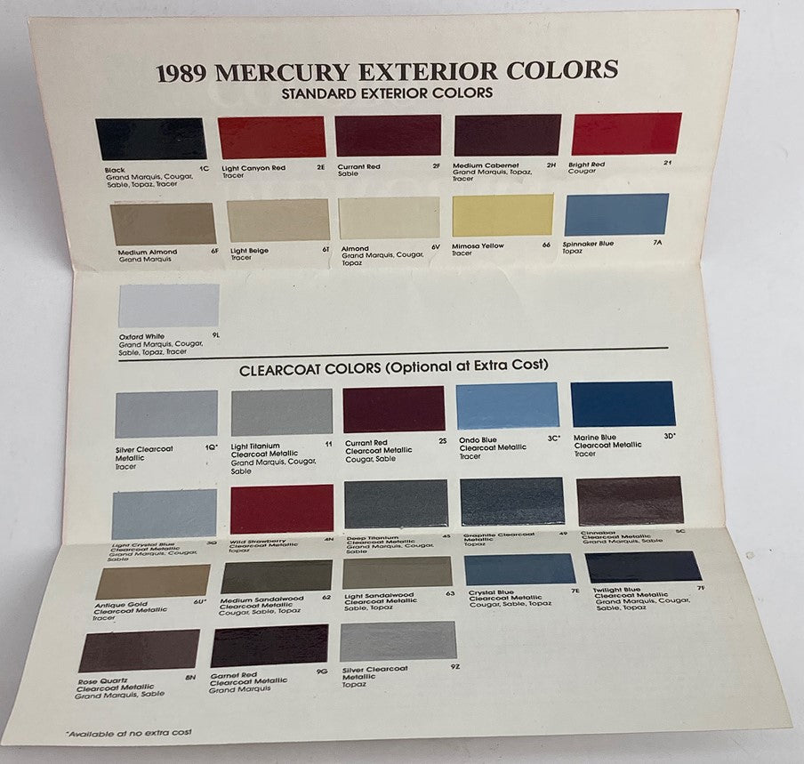 1993 Mercury Exterior Colors Dealer Showroom Sales Brochure Guide Catalog