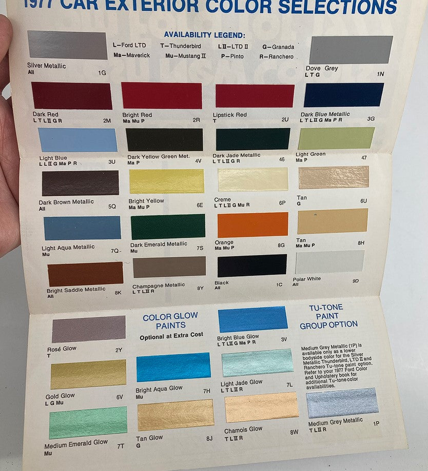 1977 Ford Color Selections Dealer Showroom Sales Brochure Guide Catalog