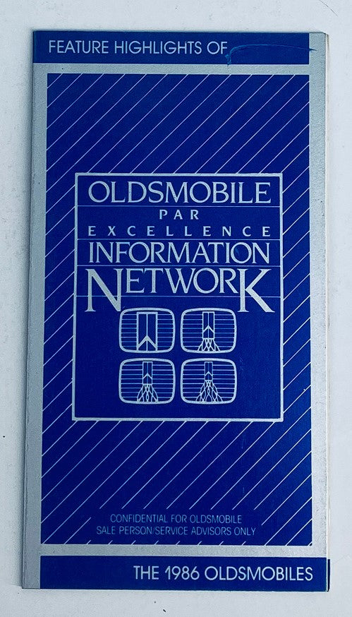 1986 Oldsmobile Information Network Dealer Showroom Sales Brochure Guide Catalog