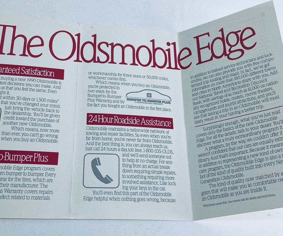 1990 Oldsmobile Edge Dealer Showroom Sales Brochure Guide Catalog