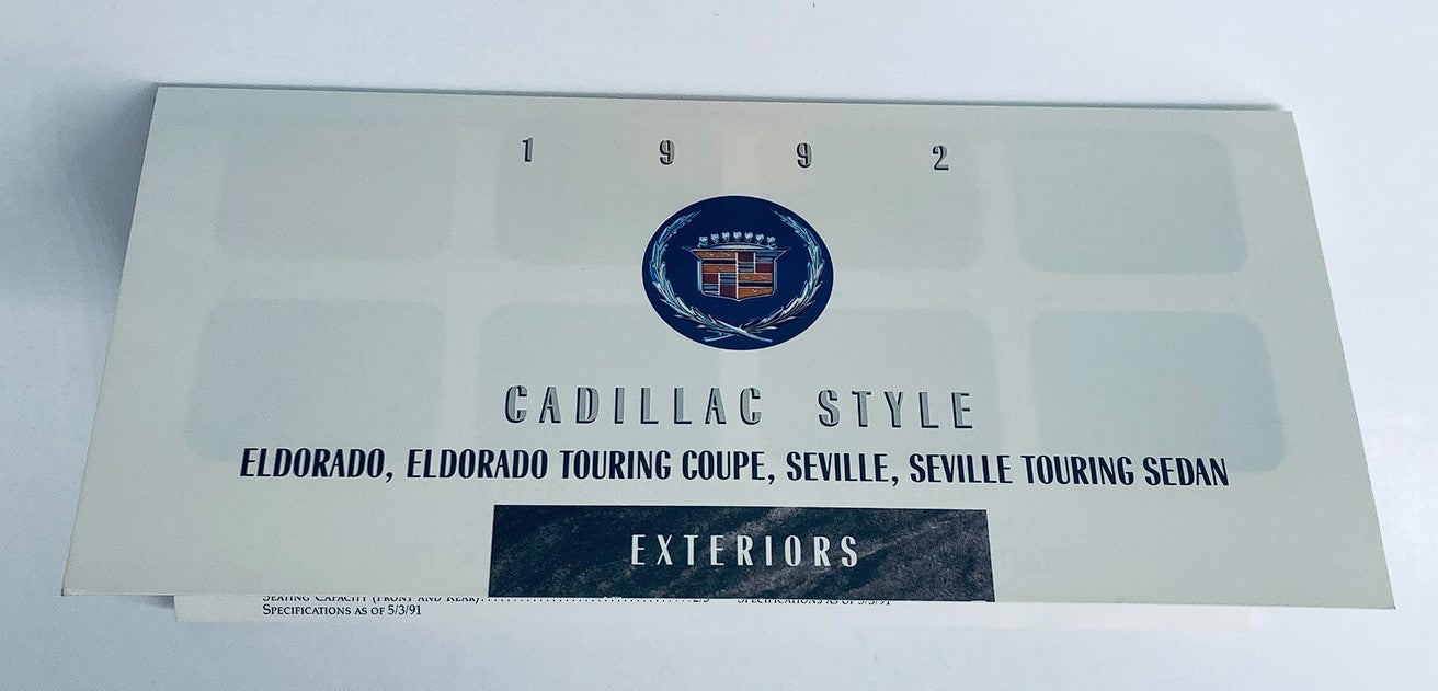 1992 Cadillac Eldorado Exteriors Dealer Showroom Sale Brochure Guide Catalog