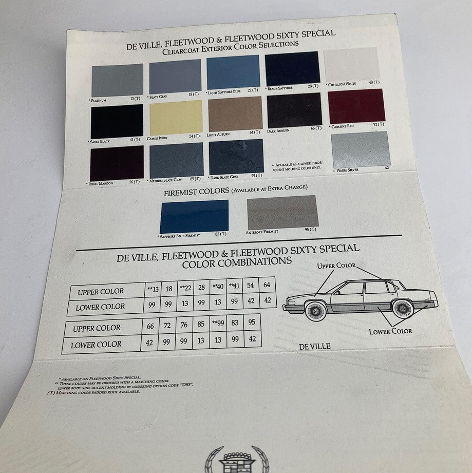 1991 Cadillac Fleetwood Exteriors Dealer Showroom Sale Brochure Guide Catalog