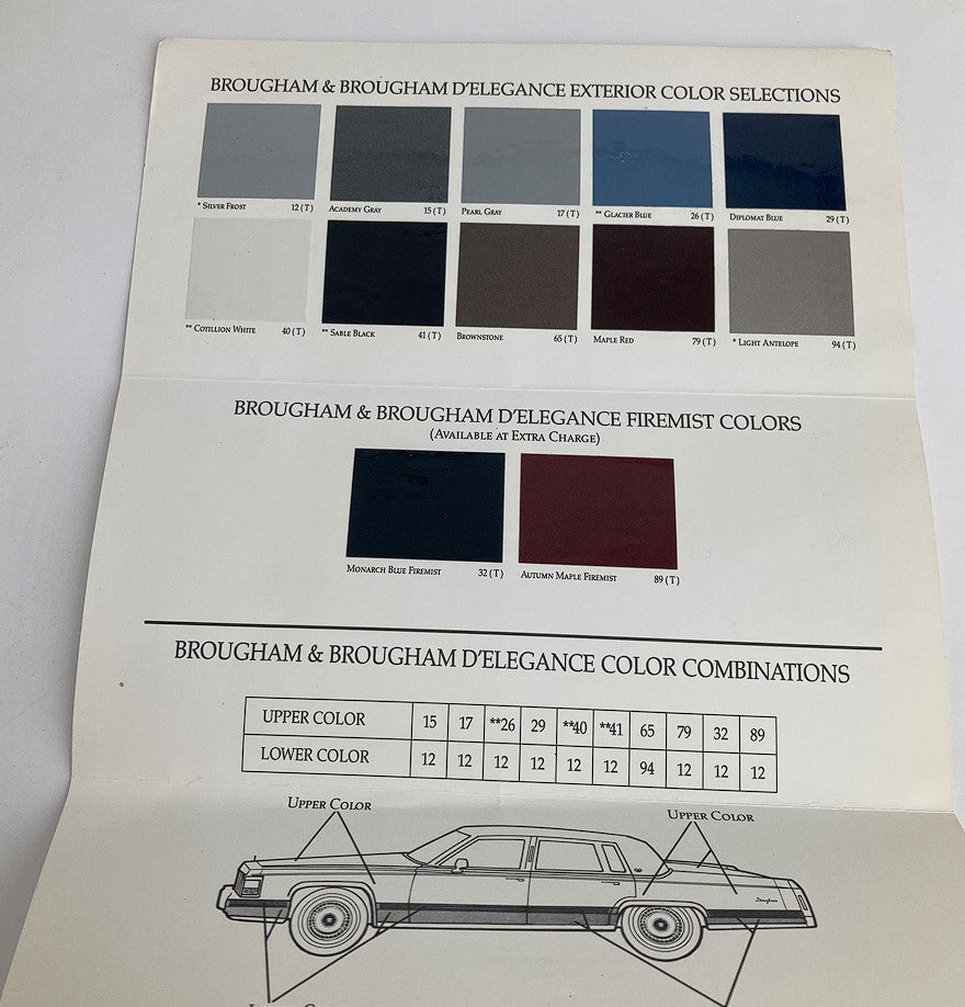 1990 Cadillac Brougham Exteriors Dealer Showroom Sale Brochure Guide Catalog