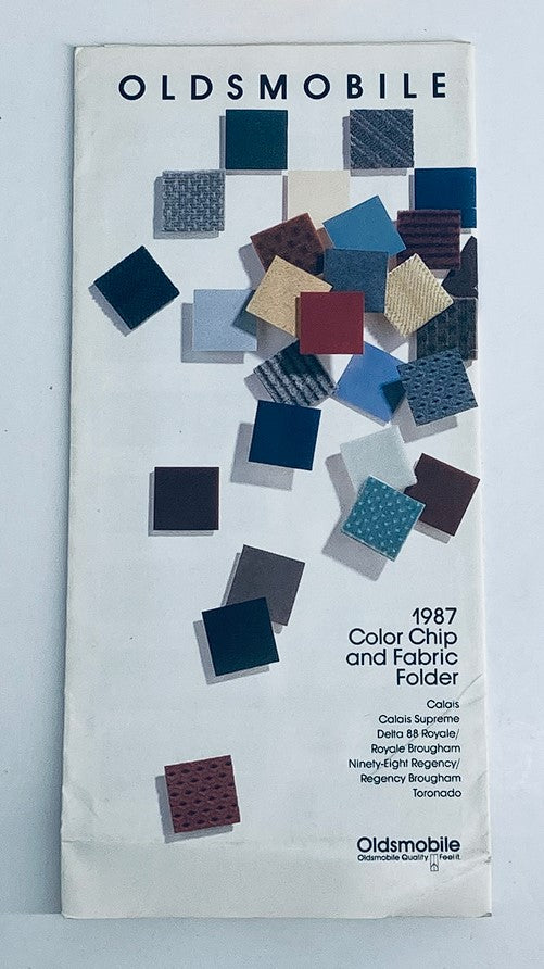 1987 Oldsmobile Color Chip & Fabric Folder Dealer Sale Brochure Guide Catalog