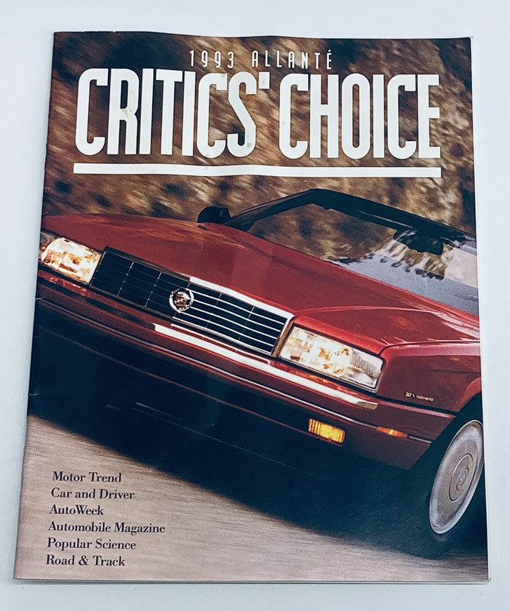 1993 Cadillac Allanté Critic's Choice Dealer Showroom Sales Guide Catalog