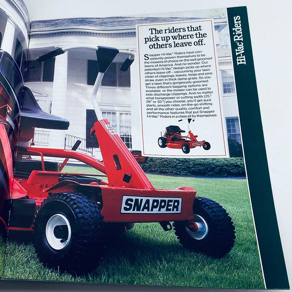 1990 Snapper Lawn Mowers Dealer Showroom Sales Guide Catalog