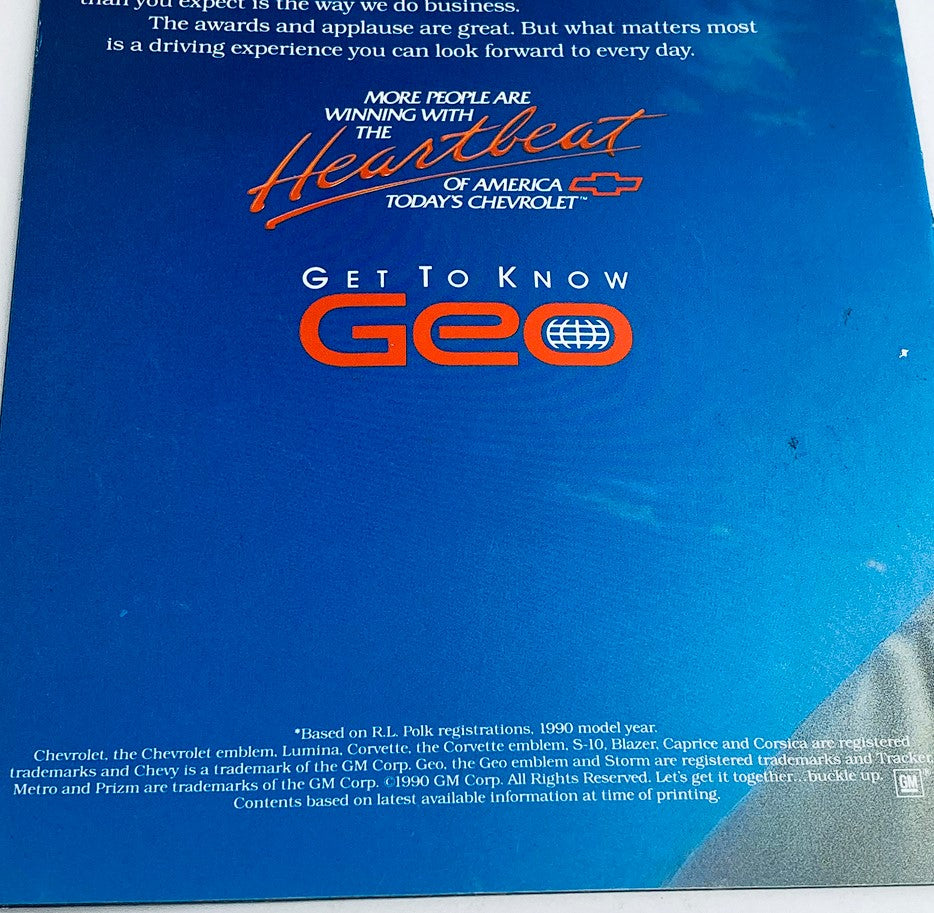 1990 Geo Full Lineup Dealer Showroom Sales Guide Catalog