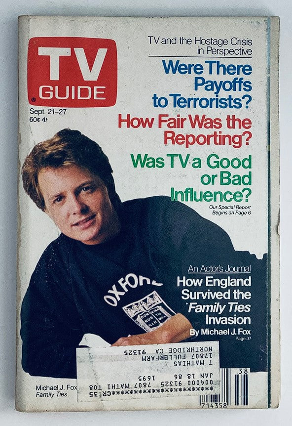 TV Guide Magazine September 21 1985 Michael J. Fox of Family Ties LA Metro Ed.