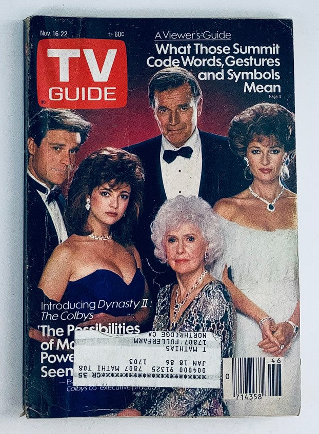 TV Guide Magazine November 16 1985 Dynasty II The Colbys LA Metro Ed.