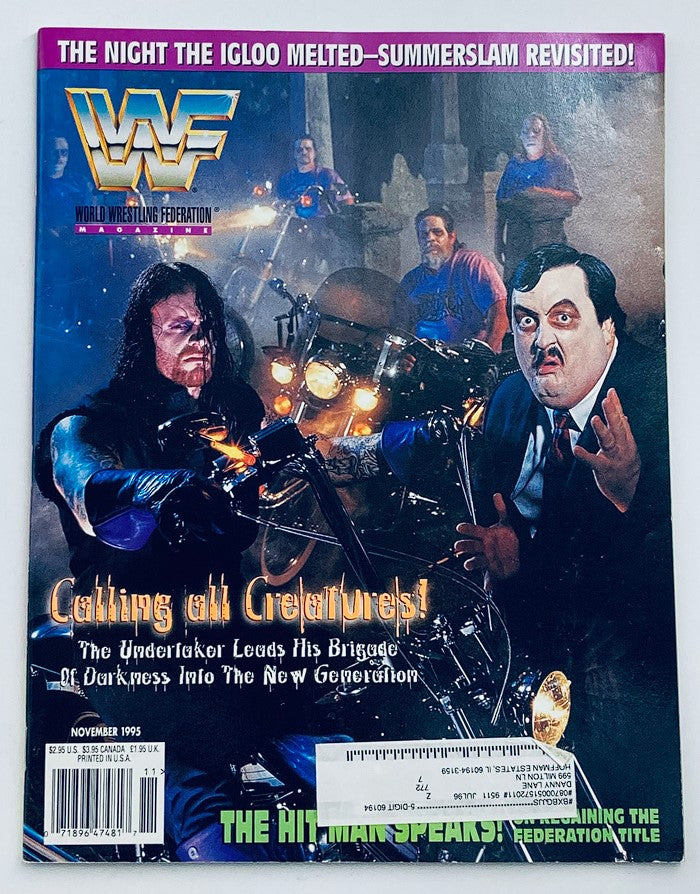 WWF World Wrestling Federation Magazine November 1995 The Undertaker w Poster