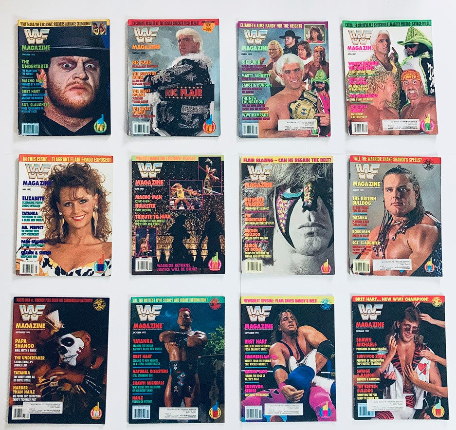 Lot of 12 Complete Month January - December 1992 WWF Wrestling Magazine